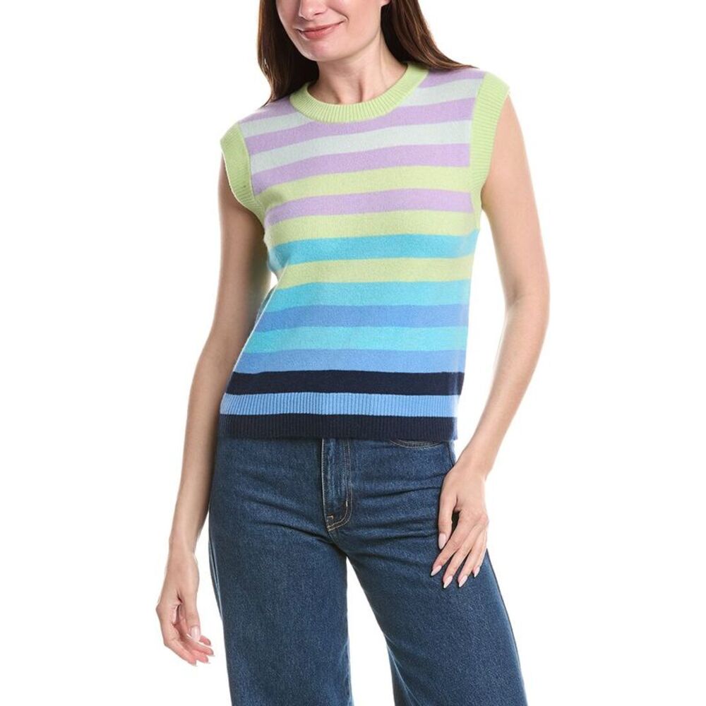 &Isla Womens  Kacey Stripe Cashmere Top, Blue